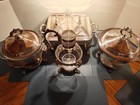 Vintage Silver Plated Glass Serving Chafing Dish Set  Victorian Style  Set Of 4