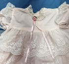 Vintage Jo Lene Pink Tiered Lace Toddler Dress Rosette Made In Usa Size 3t