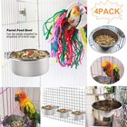4 Pack Bird Feeding Dish Cups  Stainless Steel Parrot Feeders Water Cage Bowl   
