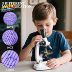 65 Pieces Microscope Kit For Kids Ages 5-7 8-13 100x-1200x Magnification With 7