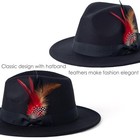 Mens Fedora Hats Wide Brim Felt Panama Hat Dress Hat With Feather Medium A-black