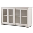 Modern Cream White Wood Buffet Sideboard Cabinet With Glass Sliding Door