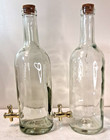 Large Clear Glass Bottle With Cork Stopper And Gold Faucet Used