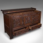 Large Antique Mule Chest  English  Carved Oak  Coffer  William Iii  Circa 1700