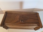 Vintage Oak Wood Recipe Box Hinged Lid Divider Farmhouse Kitchen Storage