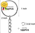 50pcs Bulk Keychains Set Split Keychains Rings With Chain 1 Inch Key Rings