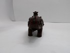 Decorative Carved Elephant Figurine Resin Brown Black Asian Style Trunk Up Lucky