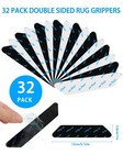 32 Pcs Reusable Washable Grippers For Rugs  Highly Adhesive And Whtie black