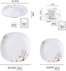 Veweet Annie Dinnerware Set White Porcelain Combo Set Pink Floral Plate Bowl Set