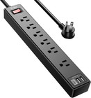 6ft Power Strip Surge Protector  Extension Cord With 6 Ac Outlets 3 Usb Ports Fo