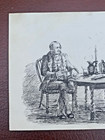 Antique 19thc Pen And Ink Drawing Of Two Men Playing Cards