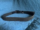 Black Leather 3-row Cone Studded Belt Punk Rock Goth Metal  48  Total Length