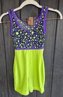 Gk Elite Girls Gymnastics Leotard Leo Stars Green Purple Velvet Child L Large