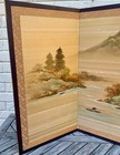 Vintage Japanese Byobu Four-panel Folding Screen Hand-painted Autumn Landscape
