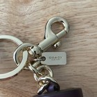 Coach Leather Tassel Bag Charm Keychain Key Ring Berry Pink Gold F58505
