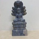 Chinese Naga Buddha Carved Statue Sculpture Rock Soapstone 7 Headed Cobra 12   