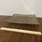 Vintage Georges Briard Mid Century Square Glass Dish Gold Pattern 11in X 11in