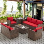 Aecojoy 7-pieces Patio Sectional Sofa Outdoor Wicker Furniture Set W storage Box