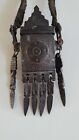 Antique 19th C Old Militia Ottoman Gun Powder Holder Box Bronze W Leather Strap