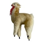 Vintage Llama Alpaca Plush Doll Figure Real Wool Fur 8    Handmade Folk Art