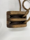 Vintage Wooden Double Sheave Pulley Block 7    Antique Nautical Rope Tackle Decor