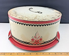 Art Deco Red Black Floral Metal Cake Holder Carrier     3   latch Spring Lock Base