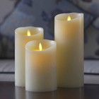 Luminara Led Flameless Pillar Scented Candle With Moving Wick   Remote Wax Ivory