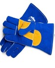 2 Pairs Heavy Duty Blue Cow Split Leather Welding Gloves 14 Inch Heat Shield Ppe