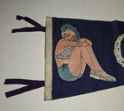 Vintage 1940s Conneaut Lake Pa Pennant 25  Blue Pinup Girl Amusement Park Rare