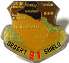 Desert Shield 91 Map Lapel Pin Aries Inc 1990 Gulf War Military Souvenir Vintage