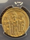 Byzantine Av Solidus Heraclius Constantine Heraclonas Gold Vf Coin