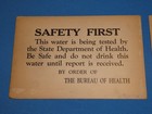 2 Old Vintage Antique Bureau Of Water Safety Danger Do Not Drink Cardboard Signs