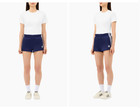 Adidas Women Pinstripe Stain Shorts Pants Dark Blue Brown Asian Sz Kc4235 Kc4236