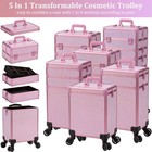Arous Rolling Makeup Train Case Large Storage Cosmetic Trolley 5 In 1 Large