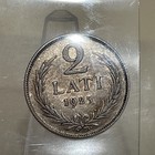 1925 Latvia 2 Lati Km 8  835 Silver Coin Nice Toning 