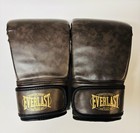 Everlast Brown Leather Boxing Bag Gloves Open Thumb Hook   Loop Strap L xl