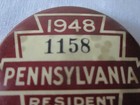 Org Vintage 1948 Pennsylvania Pa Resident Fishing License Button Low Number 1158