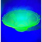 Vintage Anchor Hocking Uranium Green Mayfair Open Rose Glass Flared Bowl