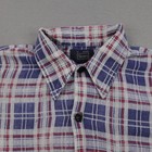 Vintage Sears Shirt Mens Medium Blue Red Plaid Flannel Button Up Grunge Work 70s