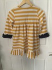 New Thanksgiving Yellow Striped Turkey Applique Ruffle Dress Girls Sz 6x