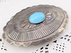 Antique 1850s Navajo Hand Stamped Silver Over Brass Turquoise Glass Belt Buckle