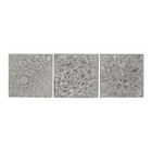 Metal Gray Floral Wall Decor With Embossed Designs  set Of 3 