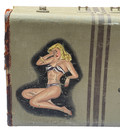 40s Vintage Pinup Painting  Blonde Bikini Girl On Wwii Soldiers Suitcase  Signed