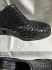 Vintage Cole Haan Basketweave Slip-on Heeled Loafers In Black Leather Size 6