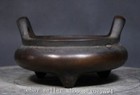3 9   Chinese Ancient Bronze Fengshui Dynasty 3 Leg Incense Burner Censer