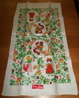 Adorable Vintage 70s Pure Linen Bhi Christmas Tea Kitchen Towel