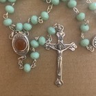 Stunning Aqua Light Blue Rosary Beads Terra Jerusalem Holy Land Relic As Is
