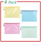 4 Pack Mesh Zipper Pouch  A4 Letter Document Pink  Blue  Yellow And Green 