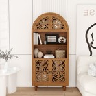 Antique Carved Wood Cabinet  67 Inch Tall Bookcase Display Shelf