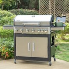 Propane Gas Grill With Sideburner 7 Burners Stainless Steel Outdoor Bbq 76800btu
